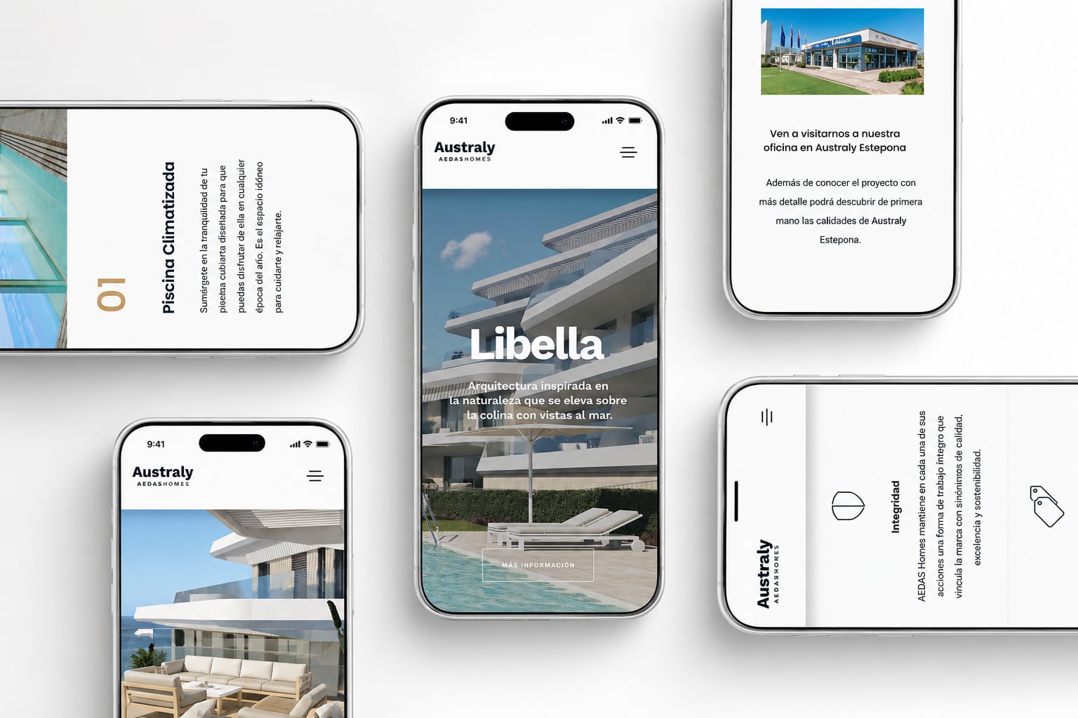 Diseño web Australy, AEDAS Homes.